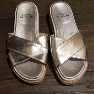 Authentic Stuart Weitzman Silver Sandals